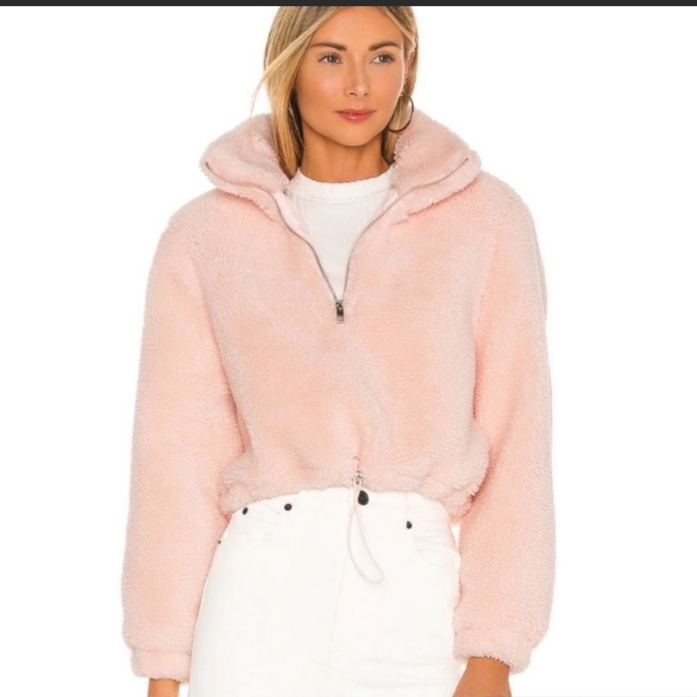 NWT Tularosa Teddi Crop Quarter Zip Pullover in Pink